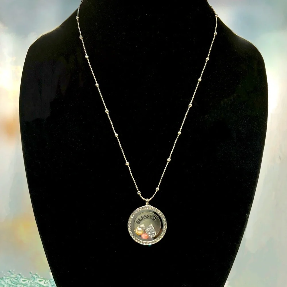 Interchangeable BLESSED Shaker Locket Ball Chain Necklace - Picture 1 of 5